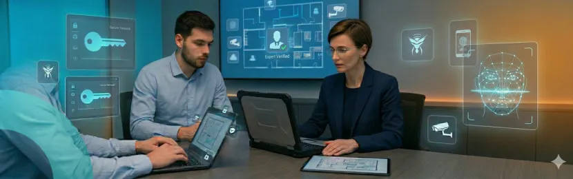 **Ingénierie LinkView :** Équipe projet travaillant sur la conception d'un système de contrôle d'accès sur mesure, traduisant les contraintes d’exploitation en architecture technique.